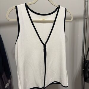 2 buttons - open in the middle - Anthropologie White and Black Tank Top